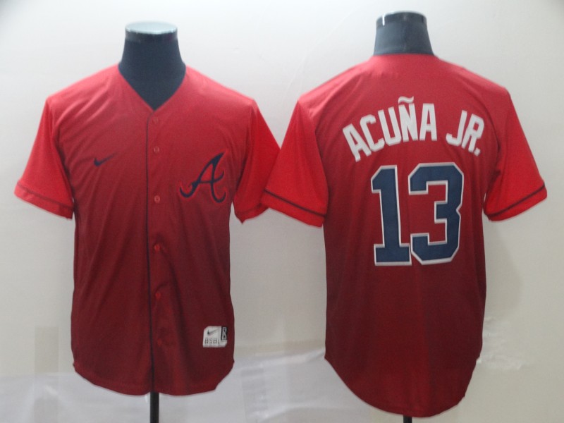 Personalized Braves 13 Ronald Acuna Jr Red Drift Fashion Jersey