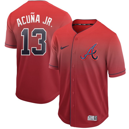 Personalized Braves #13 Ronald Acuna Jr. Red Fade Authentic Stitched Baseball Jersey