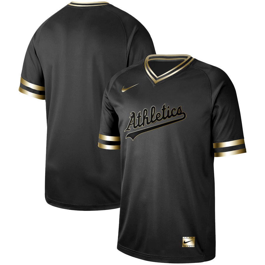 Personalized Athletics Blank Black Gold Cooperstown Collection Legend V Neck Jersey