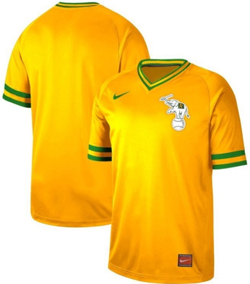 Personalized Athletics Blank Yellow Authentic Cooperstown Collection Stitched Baseball Jersey