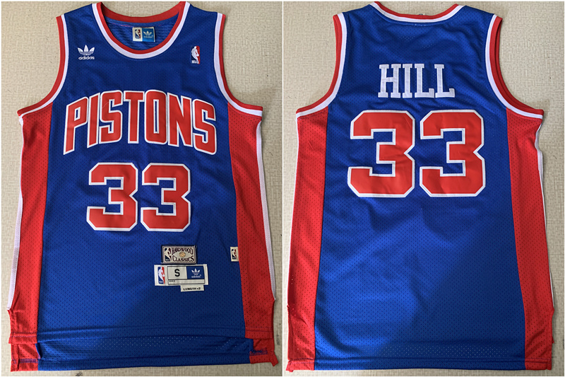 Personalized Pistons 33 Grant Hill Blue Mesh Hardwood Classics Jersey