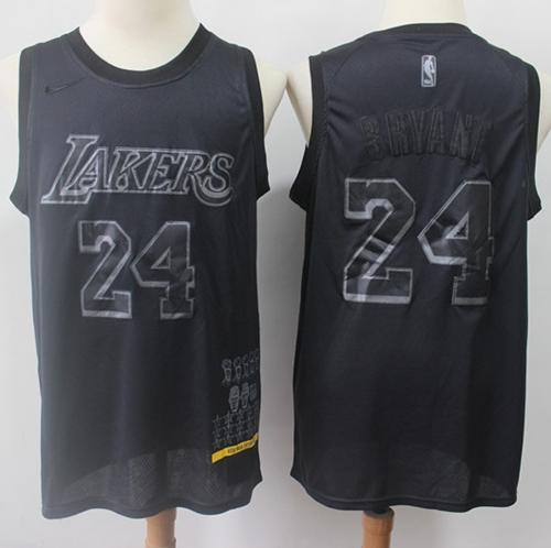 Personalized Lakers #24 Kobe Bryant Black Basketball MVP Swingman Jersey