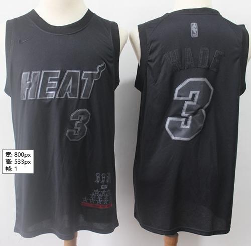 Personalized Heat #3 Dwyane Wade Black Basketball MVP Swingman Jersey