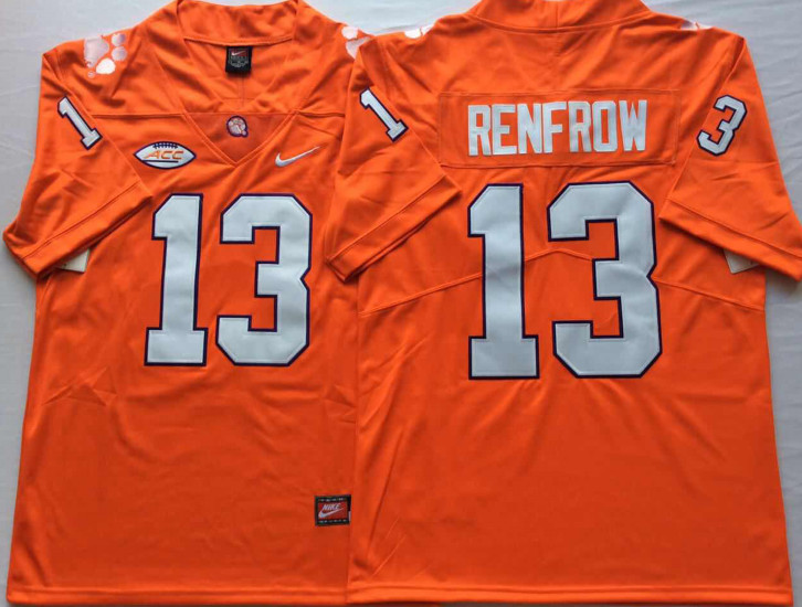 Personalized Clemson Tigers 13 Hunter Renfrow Orange College Football Jersey