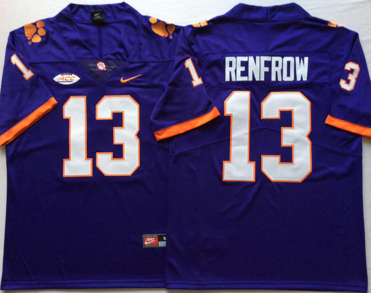 Personalized Clemson Tigers 13 Hunter Renfrow Purple College Football Jersey