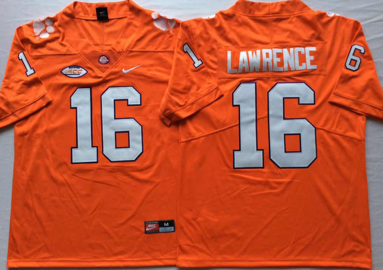Personalized Clemson Tigers 16 Trevor Lawrence Orange College Football Jersey