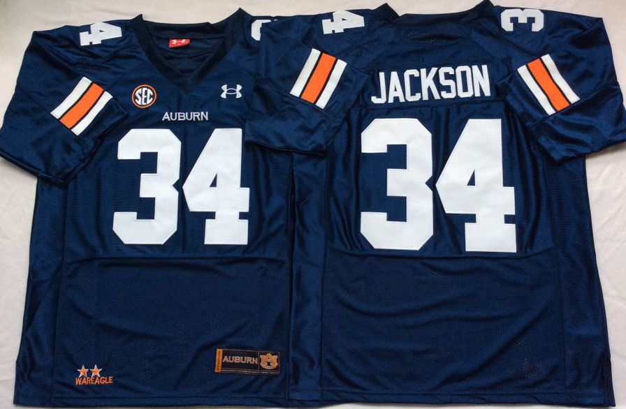 Personalized Auburn Tigers 34 Bo Jackson Navy College Football Jersey