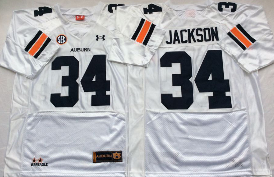Personalized Auburn Tigers 34 Bo Jackson White College Football Jersey