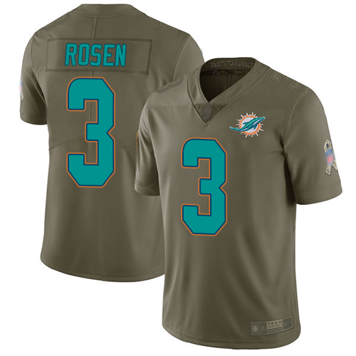 Personalized Dolphins #3 Josh Rosen Olive Men’s Stitched Football Limited 2017 Salute To Service Jersey