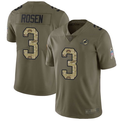 Personalized Dolphins #3 Josh Rosen Olive Camo Men’s Stitched Football Limited 2017 Salute To Service Jersey