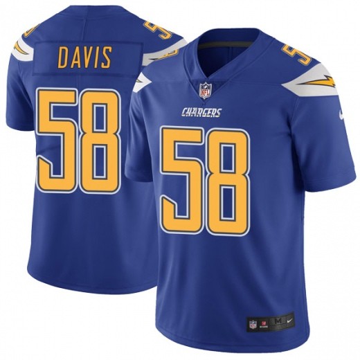 Personalized Chargers 58 Thomas Davis Blue Color Rush Limited Jesrey