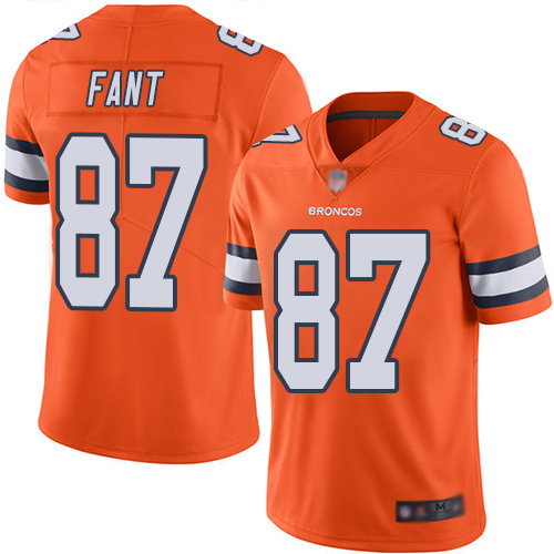 Personalized Broncos #87 Noah Fant Orange Men’s Stitched Football Limited Rush Jersey
