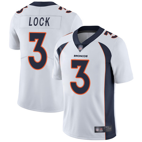 Personalized Broncos #3 Drew Lock White Men’s Stitched Football Untouchable Limited Jersey