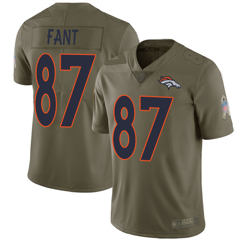Personalized Broncos #87 Noah Fant Olive Men’s Stitched Football Limited 2017 Salute To Service Jersey