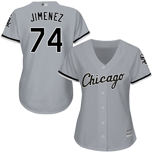Personalized White Sox #74 Eloy Jimenez Grey Road Women’s Stitched Baseball Jersey