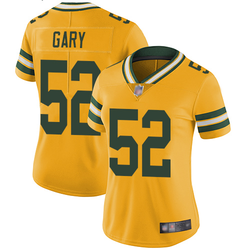 Personalized Packers #52 Rashan Gary Yellow Women’s Stitched Football Limited Rush Jersey