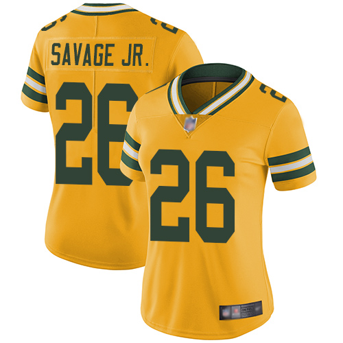 Personalized Packers #26 Darnell Savage Jr. Yellow Women’s Stitched Football Limited Rush Jersey