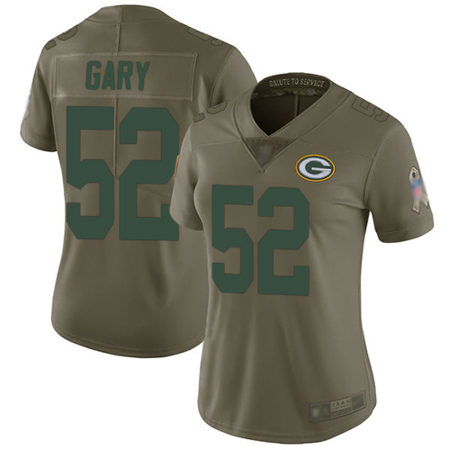 Personalized Packers #52 Rashan Gary Olive Women’s Stitched Football Limited 2017 Salute to Service Jersey