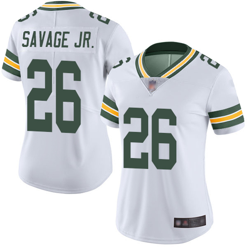 Personalized Packers #26 Darnell Savage Jr. White Women’s Stitched Football Untouchable Limited Jersey