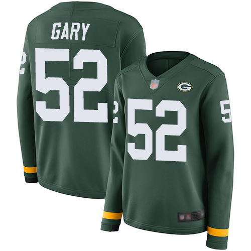 Personalized Packers #52 Rashan Gary Green Team Color Women’s Stitched Football Limited Therma Long Sleeve Jersey