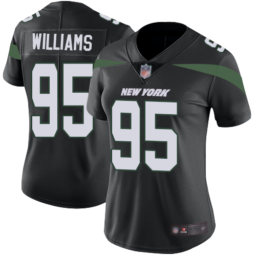 Personalized Jets #95 Quinnen Williams Black Alternate Women’s Stitched Football Untouchable Limited Jersey