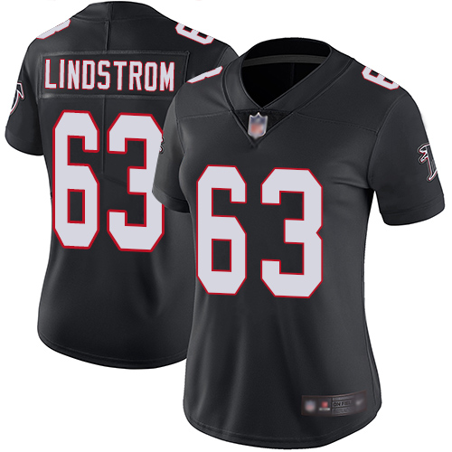 Personalized Falcons #63 Chris Lindstrom Black Alternate Women’s Stitched Football Untouchable Limited Jersey