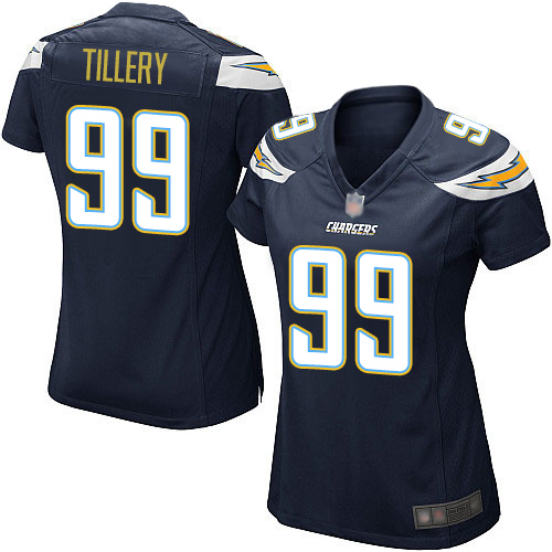 Personalized Chargers #99 Jerry Tillery Navy Blue Team Color Women’s Stitched Football Elite Jersey