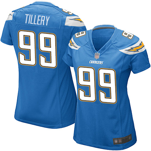 Personalized Chargers #99 Jerry Tillery Electric Blue Alternate Women’s Stitched Football Elite Jersey