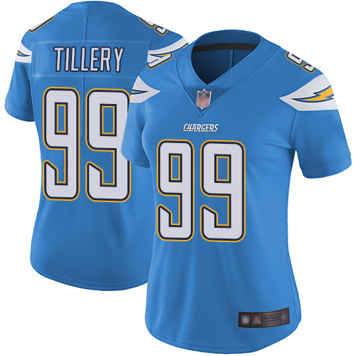 Personalized Chargers #99 Jerry Tillery Electric Blue Alternate Women’s Stitched Football Untouchable Limited Jersey