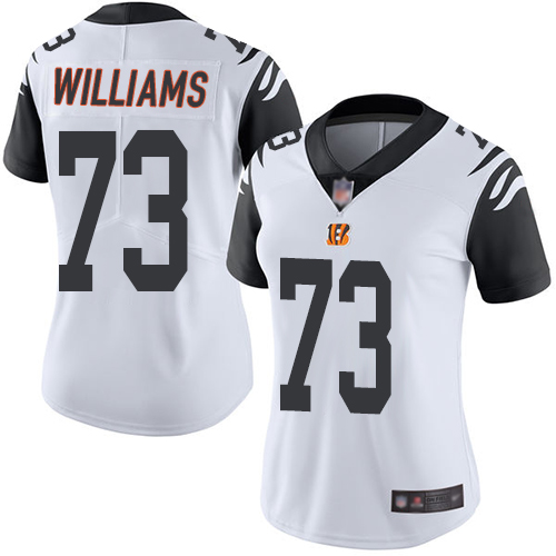 Personalized Bengals #73 Jonah Williams White Women’s Stitched Football Limited Rush Jersey