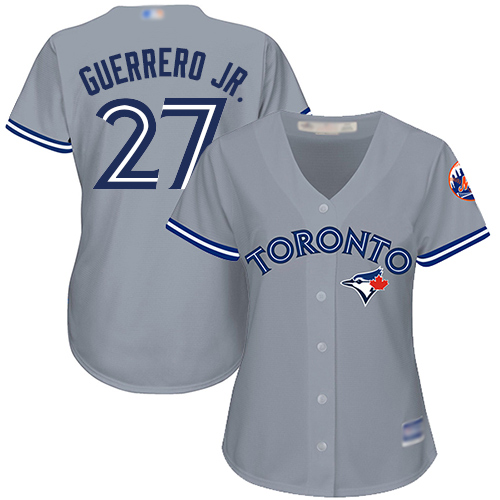 Personalized Blue Jays #27 Vladimir Guerrero Jr. Grey Road Women’s Stitched Baseball Jersey