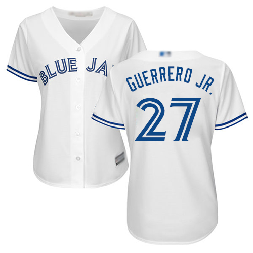 Personalized Blue Jays #27 Vladimir Guerrero Jr. White Home Women’s Stitched Baseball Jersey