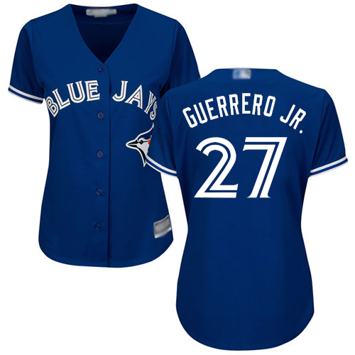 Personalized Blue Jays #27 Vladimir Guerrero Jr. Blue Alternate Women’s Stitched Baseball Jersey
