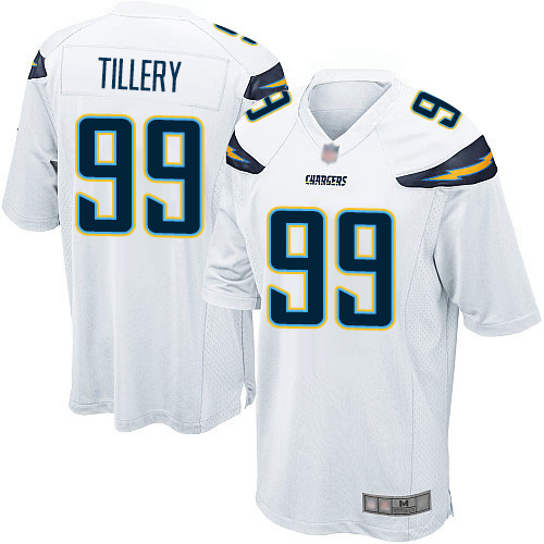 Personalized Chargers #99 Jerry Tillery White Youth Stitched Football Elite Jersey
