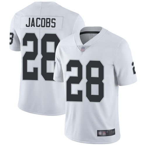 Personalized Raiders #28 Josh Jacobs White Men’s Stitched Football Untouchable Limited Jersey