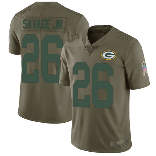 Personalized Packers #26 Darnell Savage Jr. Olive Men’s Stitched Football Limited 2017 Salute To Service Jersey