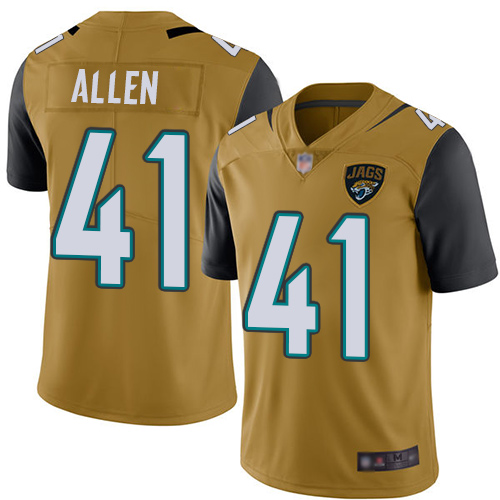 Personalized Jaguars #41 Josh Allen Gold Men’s Stitched Football Limited Rush Jersey