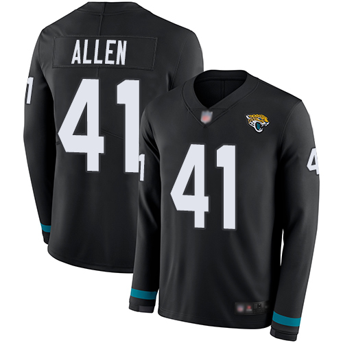 Personalized Jaguars #41 Josh Allen Black Team Color Men’s Stitched Football Limited Therma Long Sleeve Jersey
