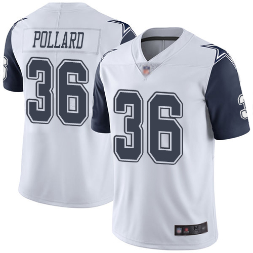 Personalized Cowboys #36 Tony Pollard White Men’s Stitched Football Limited Rush Jersey