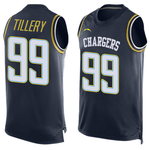 Personalized Chargers #99 Jerry Tillery Navy Blue Team Color Men’s Stitched Football Limited Tank Top Jersey