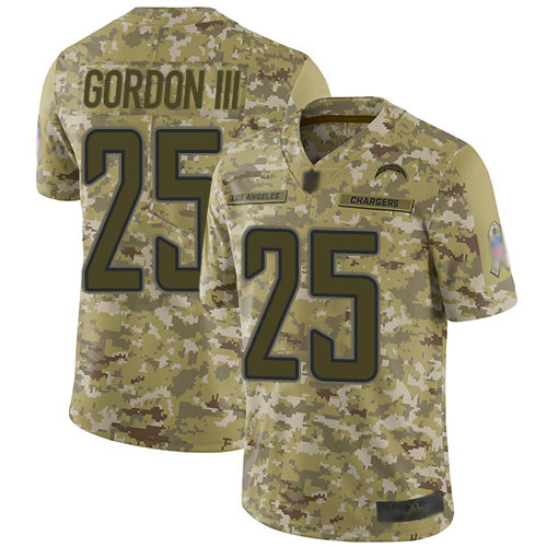 Personalized Chargers #25 Melvin Gordon III Camo Men’s Stitched Football Limited 2018 Salute To Service Jersey