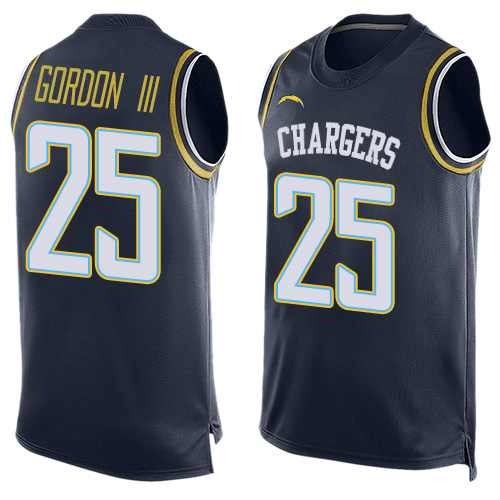 Personalized Chargers #25 Melvin Gordon III Navy Blue Team Color Men’s Stitched Football Limited Tank Top Jersey