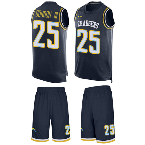 Personalized Chargers #25 Melvin Gordon III Navy Blue Team Color Men’s Stitched Football Limited Tank Top Suit Jersey