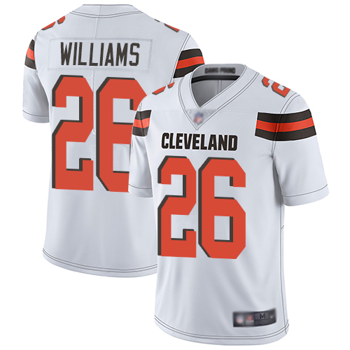 Personalized Browns #26 Greedy Williams White Men’s Stitched Football Untouchable Limited Jersey