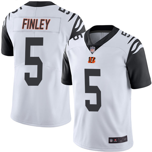 Personalized Bengals #5 Ryan Finley White Men’s Stitched Football Limited Rush Jersey