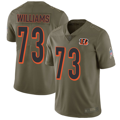 Personalized Bengals #73 Jonah Williams Olive Men’s Stitched Football Limited 2017 Salute To Service Jersey