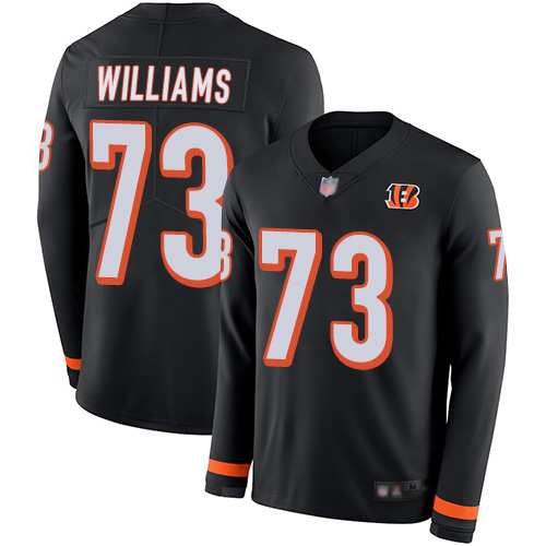Personalized Bengals #73 Jonah Williams Black Team Color Men’s Stitched Football Limited Therma Long Sleeve Jersey