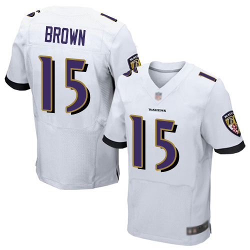 Personalized Ravens #15 Marquise Brown White Men’s Stitched Football New Elite Jersey