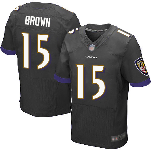 Personalized Ravens #15 Marquise Brown Black Alternate Men’s Stitched Football New Elite Jersey