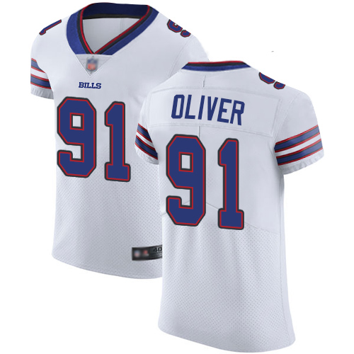 Personalized Bills #91 Ed Oliver White Men’s Stitched Football Untouchable Elite Jersey